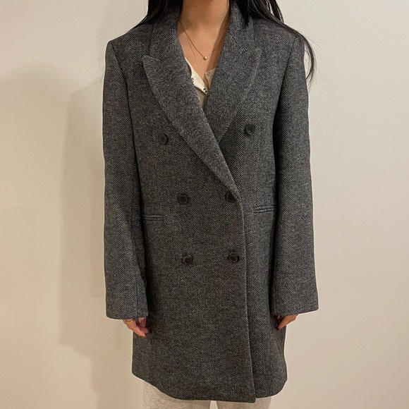Zara Herringbone Coat - Picture 1 of 7